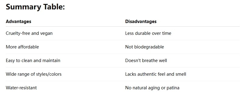 Advantages and disadvantages of faux leather